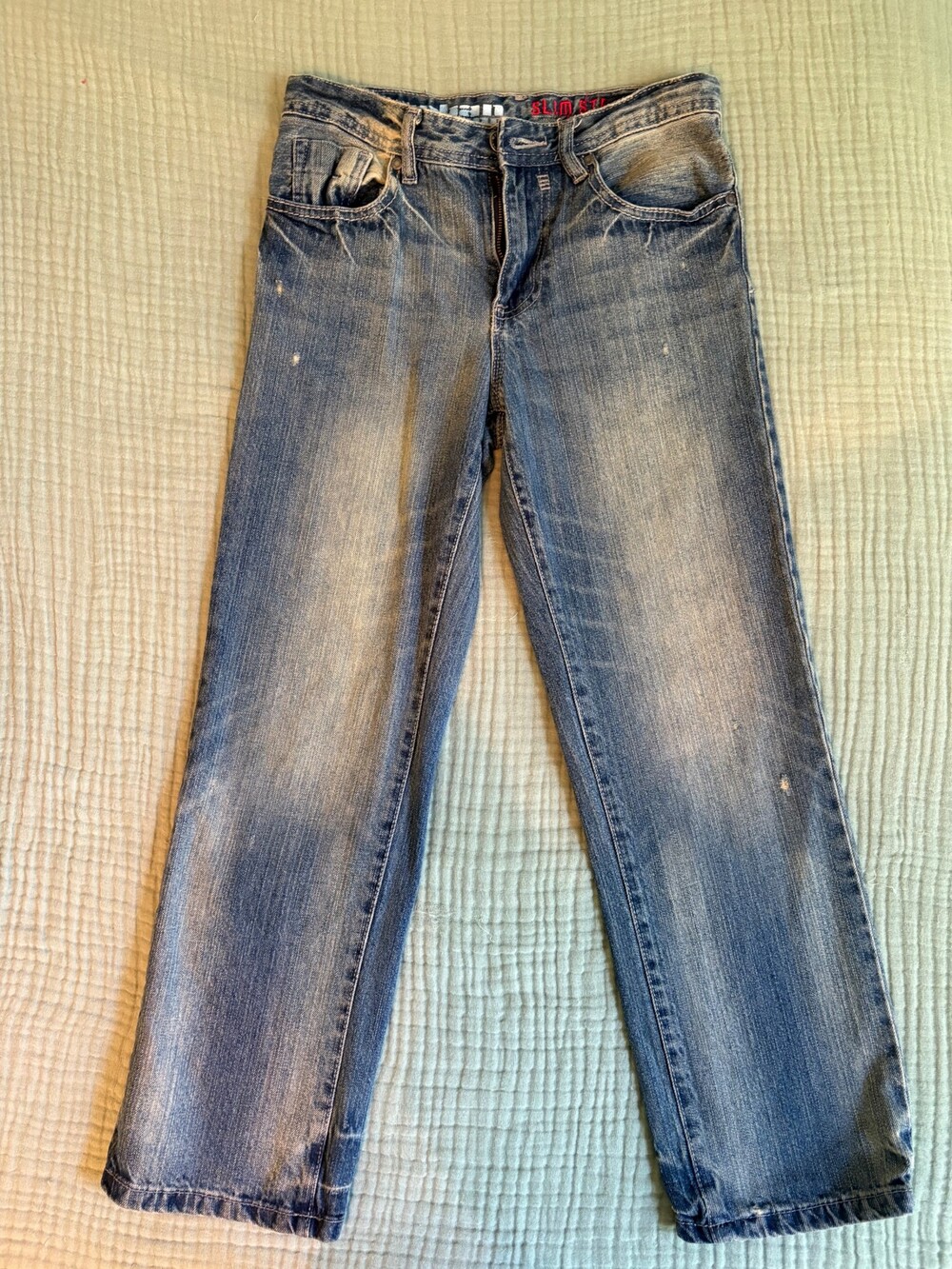 Urban Pipeline Boys Size 12 Regular Slim Straight Jeans Distressed Medium Wash
